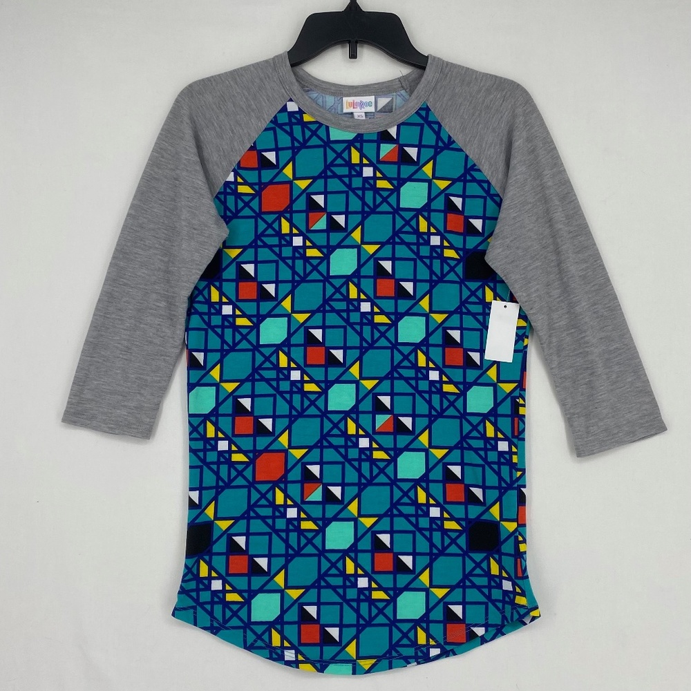 LuLaRoe Randy Knit Top Bright Multi Geometric XS